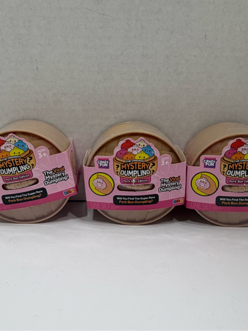 Crazy Fun Mystery Pork Bun Dumpling Lot Of 3